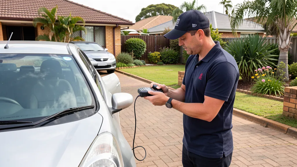 Auto locksmith programming a replacement car key on site in Boksburg
