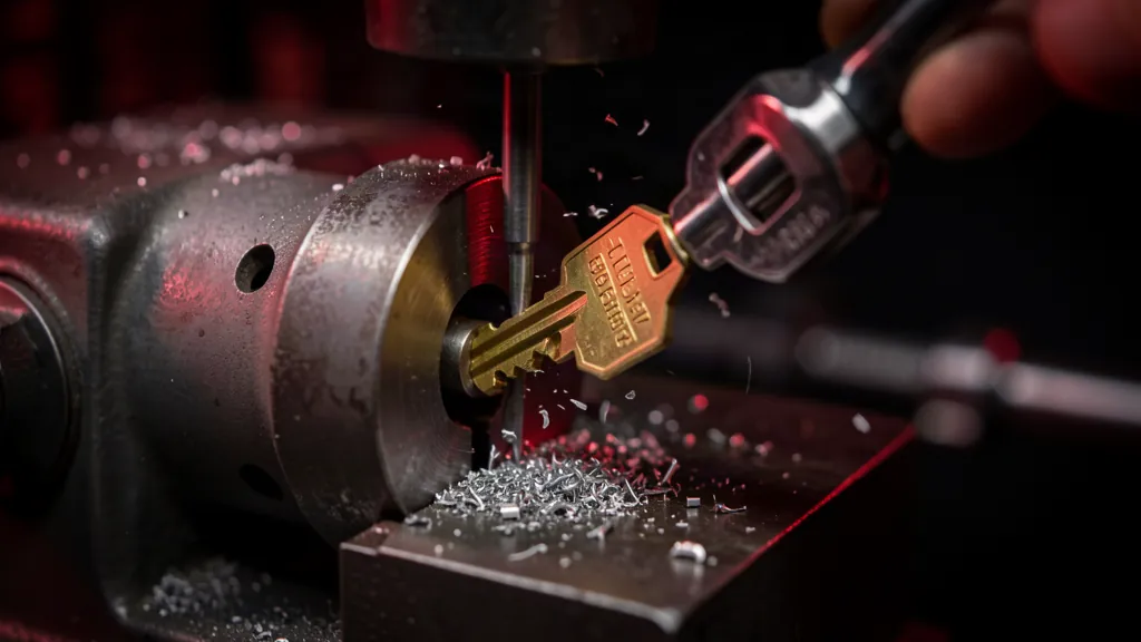 Key cutting machine cutting a replacement key on site in Boksburg